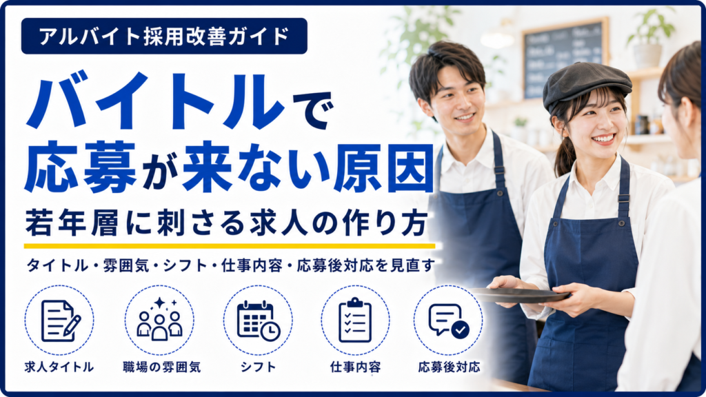 バイトルで応募が来ない原因と若年層に刺さる求人の作り方を示すバナー画像