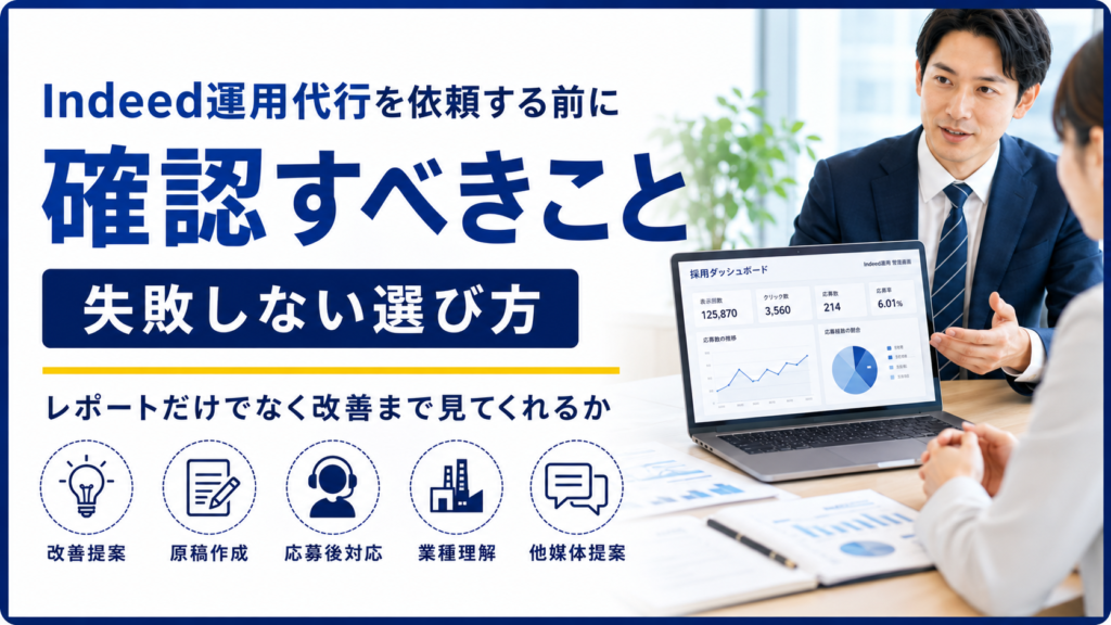 Indeed運用代行を依頼する前に確認すべきことと失敗しない選び方を示すバナー画像