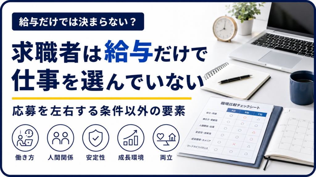 求職者は給与だけで仕事を選んでいない｜応募を左右する条件以外の要素を示すバナー画像