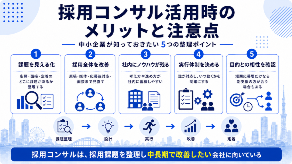 採用コンサル活用時のメリットと注意点。中小企業が知っておきたい5つの整理ポイント