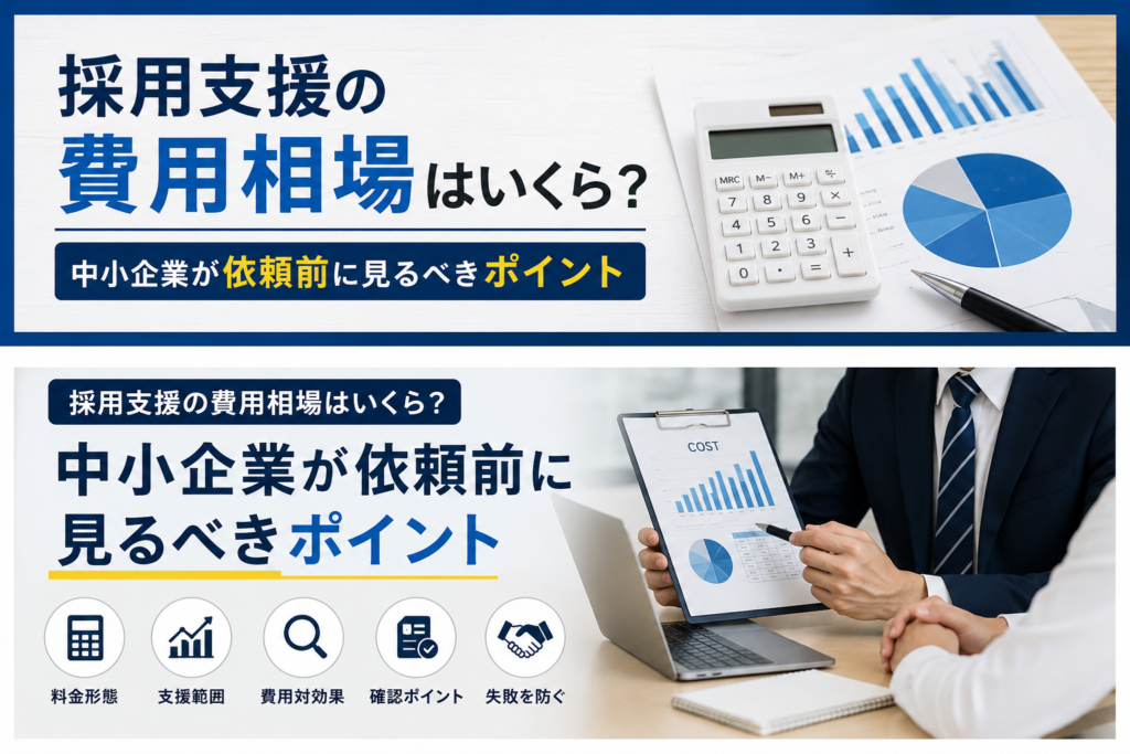 採用支援の費用相場はいくら？中小企業が依頼前に見るべきポイント（料金形態・支援範囲・費用対効果）