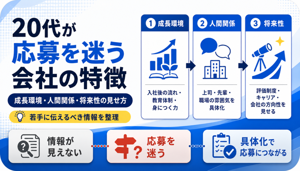 20代が応募を迷う会社の特徴｜成長環境・人間関係・将来性の見せ方