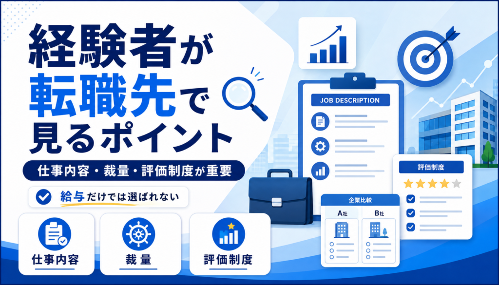 経験者が転職先で見るポイント 仕事内容・裁量・評価制度