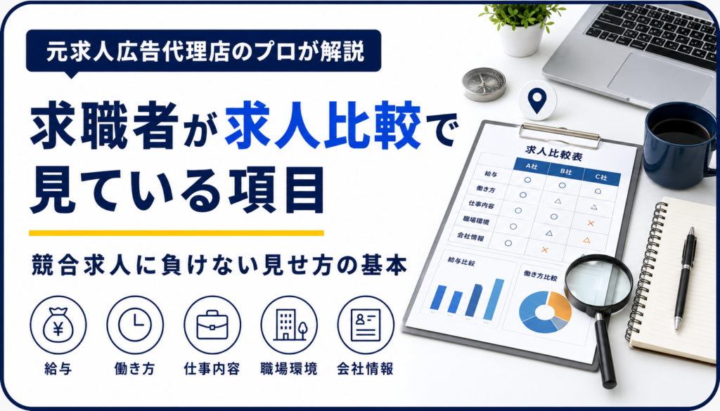 求職者が求人を比較する時に見ている項目を示すアイキャッチ画像
