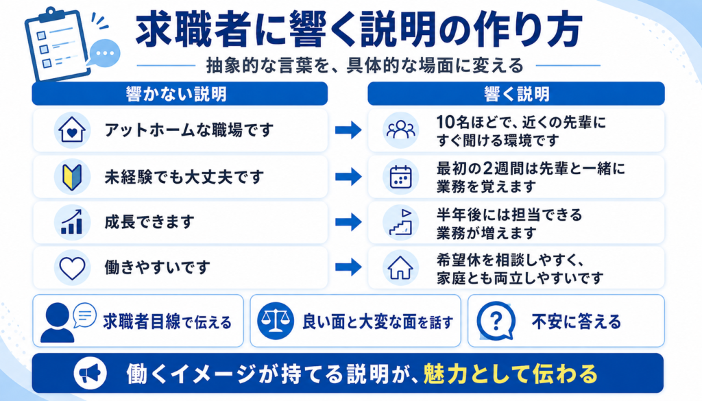 面接で会社の魅力が伝わらない理由｜求職者に響く説明と響かない説明