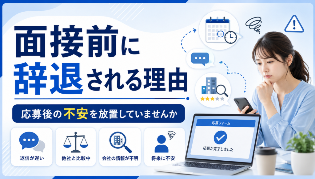 求職者が面接前に辞退する理由を示すアイキャッチ画像