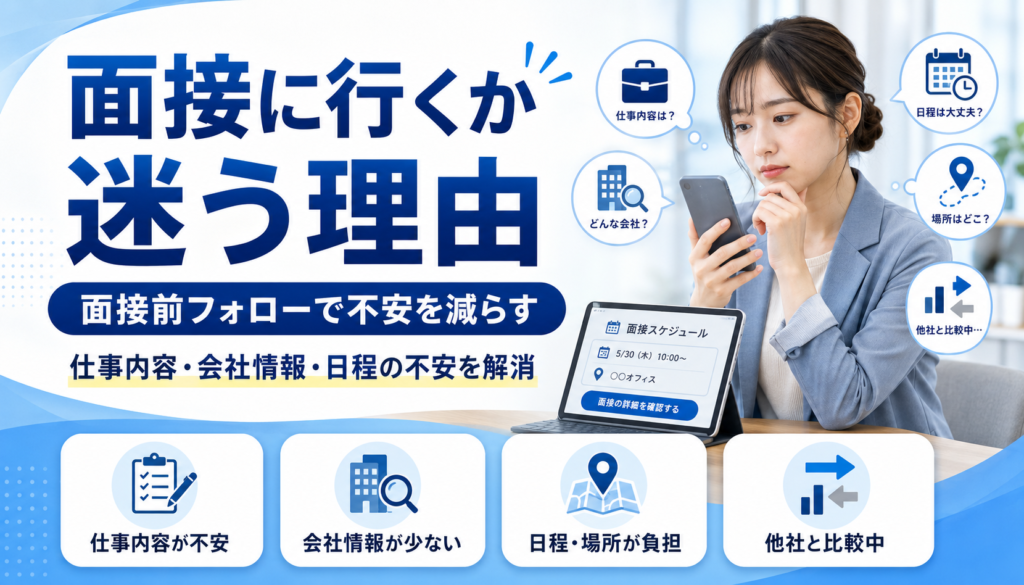 求職者が面接に行くか迷う理由を示すアイキャッチ画像