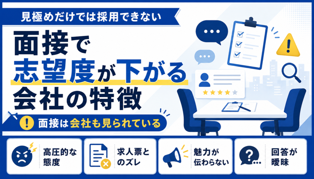 面接で志望度が下がる会社の特徴｜見極めだけでは採用できない理由