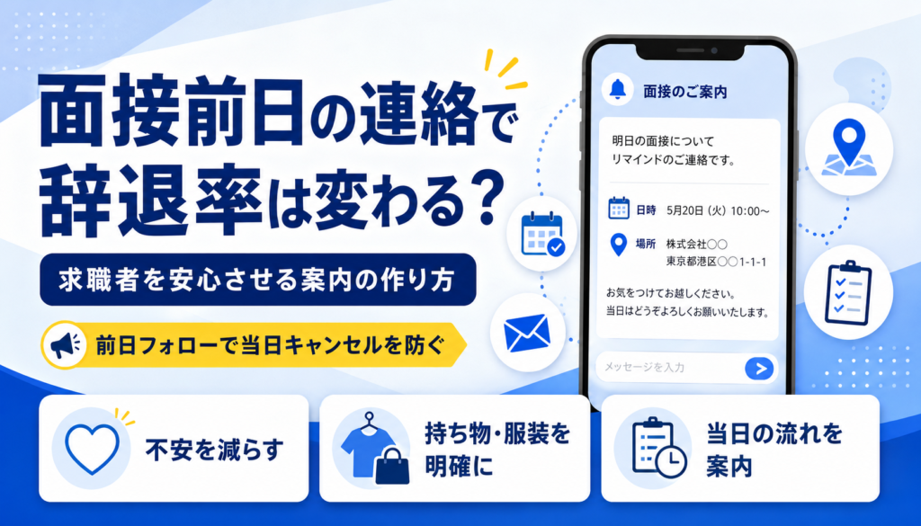 面接前日の連絡で辞退率は変わる？求職者を安心させる案内の作り方