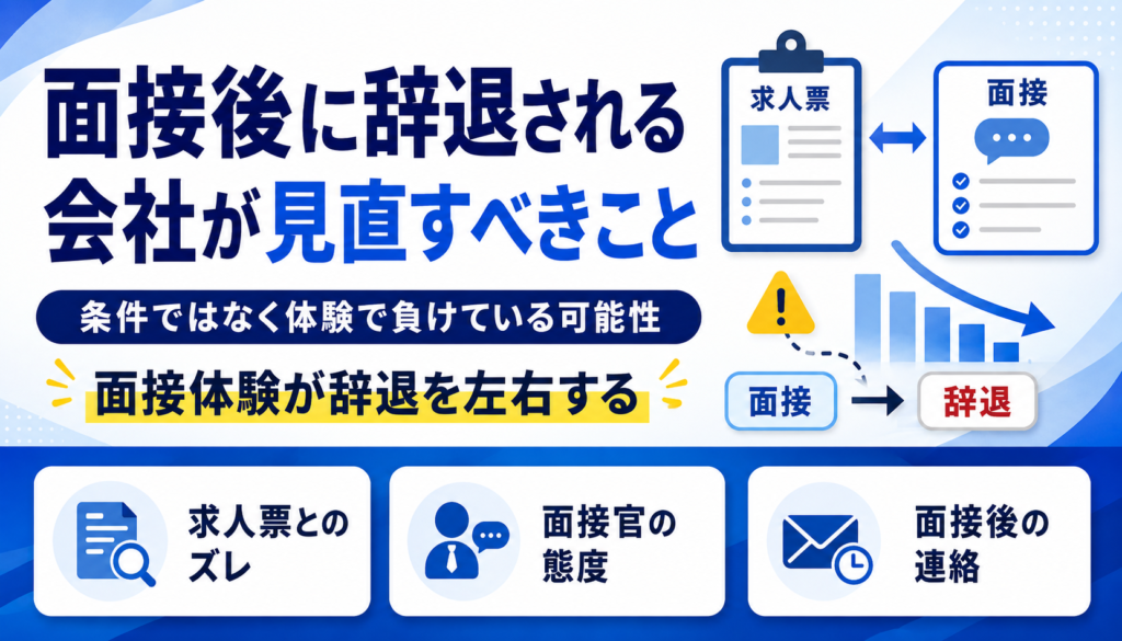面接後に辞退される会社が見直すべきこと｜条件ではなく体験で負けている可能性