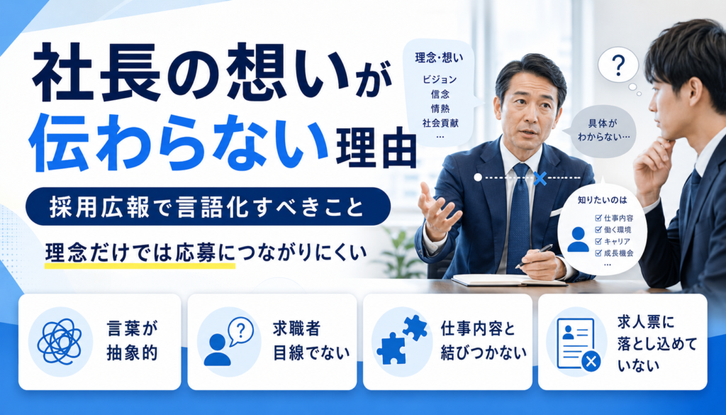 社長の想いが求職者に伝わらない理由 採用広報で言語化すべきこと