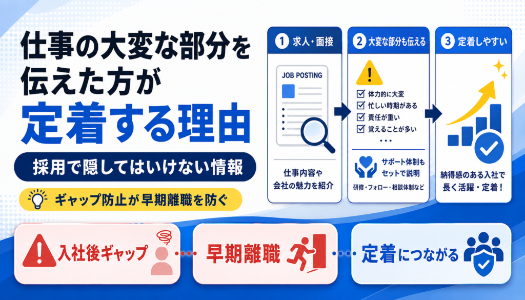 仕事の大変な部分を伝えた方が定着する理由｜採用で隠してはいけない情報