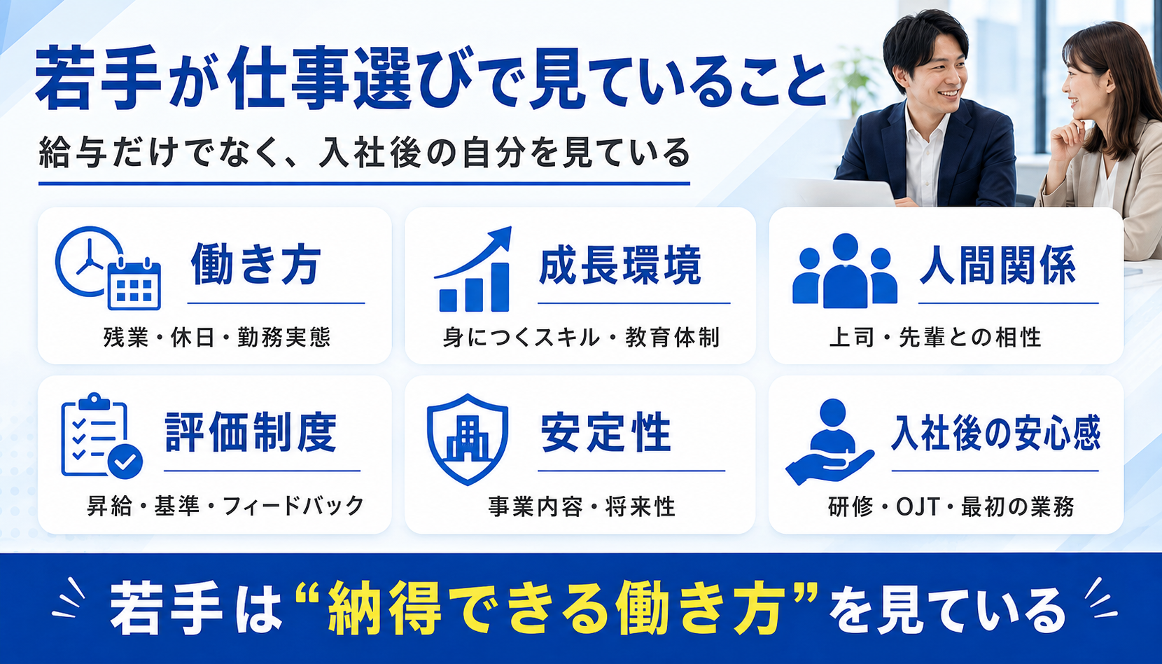 若手が仕事選びで見ていること 給与だけでなく入社後の自分を見ている